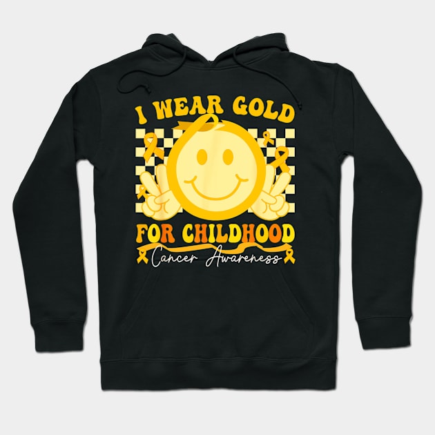 Nice quote, In September We Wear Gold, Childhood Cancer Awareness Boy Kids Groovy Hoodie by Mega-st